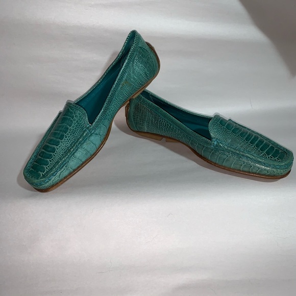 GUCCI size 7B green CROCODILE driving moccasins - Picture 4 of 11
